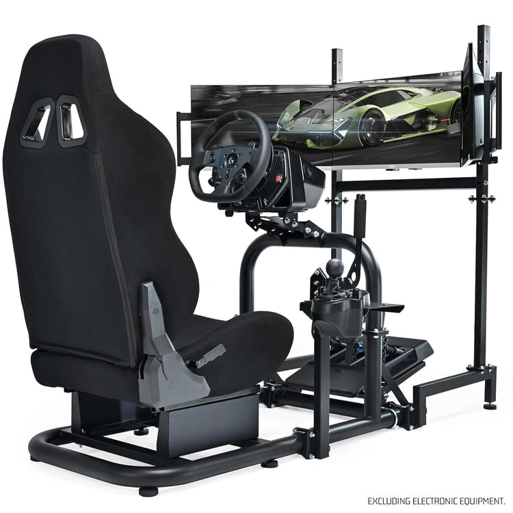 Anman Racing Sim Cockpit with Triple Monitor Mount and Seat Fits for Logitech/Thrustmaster/Fanatec/Moza G29 G920 G923 CSL-DD T248 Driving Simulator Cockpit Without Steering Wheel, Pedals and Shifter