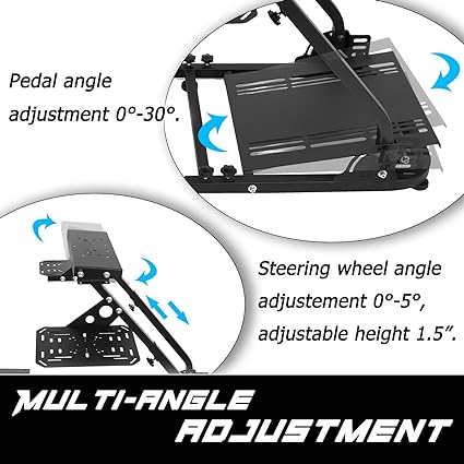 Anman Foldable Flight Sim Stand Fits for Logitech Thrustmaster G29,G920,G923,X52,G PRO,T16000,T248x,T80,T300,Double Gearshift Lever Racing Wheel Stand Adjustable Racing Cockpit, Without Electronics