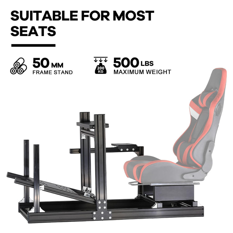 Anman GT/F1 Sim Racing Cockpit 8040 Aluminium Profile Racing Frame, Add 1 Cross Bar on Shifter Plate of the Driving Simulator Stand, More Sturdy for Using Direct Drive Steering Wheel GPRO CSLDD T818
