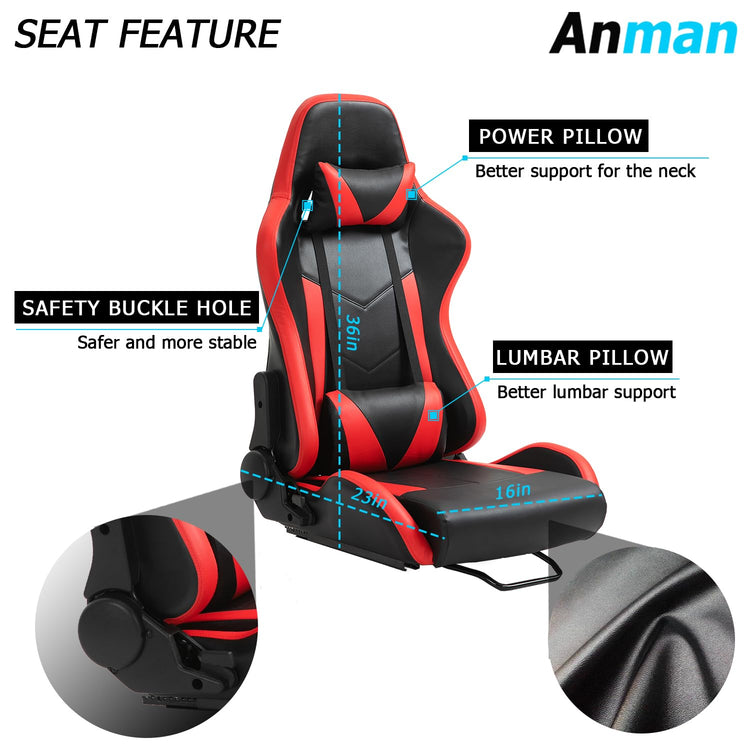 Anman G25 Racing Sim Simulator Cockpit with Red Seat Equipped with Monitor TV Stand fit for Thrustmaster T300RS,Fanatec,Logitech G27 G29 G920 G923,PS5 Handbrake Wheel Shifter Pedals NOT Included