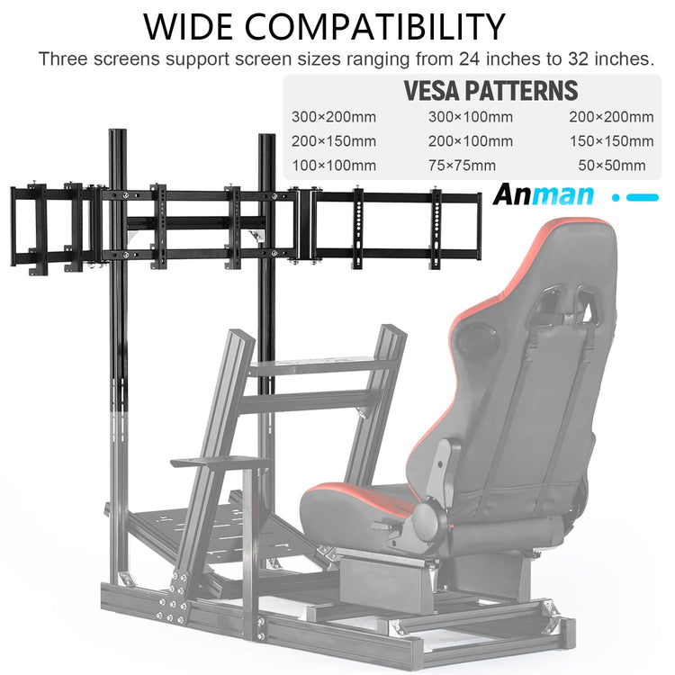 Anman Racing Simulator Cockpit Monitor Stand Fit for Logitech/Thrustmaster/Fanatec G29/G923/T248 Only Suitable Aluminum Racing Cockpit Without Wheel,Pedal