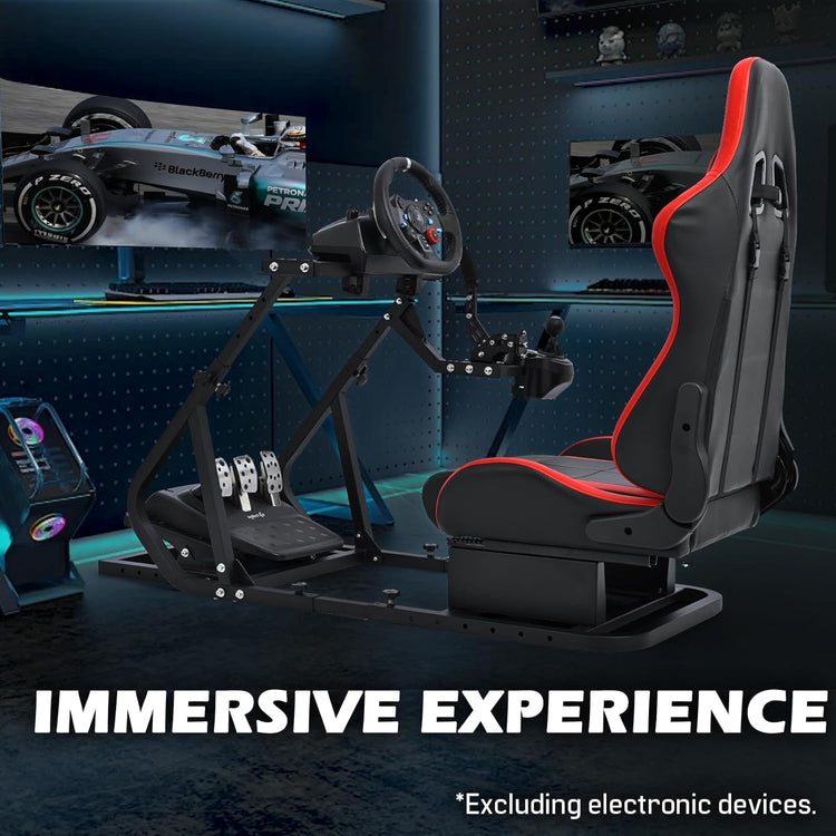Anman Adjustable Racing Simulator Cockpit with Seat Fit for Logitech/Thrustmaster/Moza G29 G923 G920 T-GT T248 T80 T300,Steering Wheel Stand Not Include Electronics