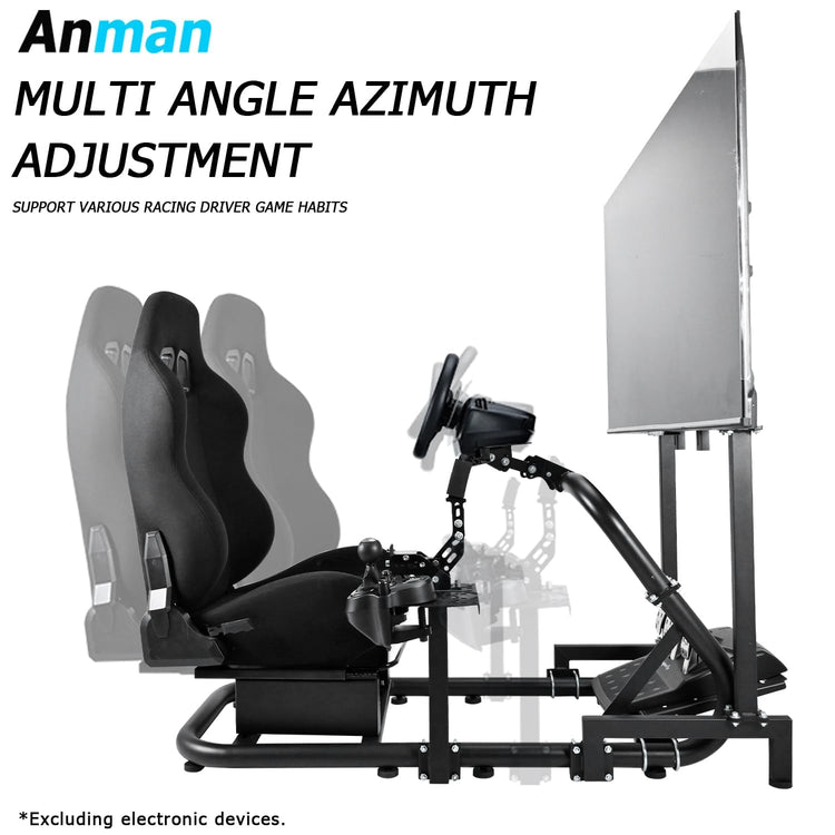 Anman Inspired Racing Sim Simulator Cockpit with Black Seat with Display Stand fit for Logitech Thrustmaster Fanatec G29,G25,G920,G923,T248,NOT Include Wheel Shifter Pedals
