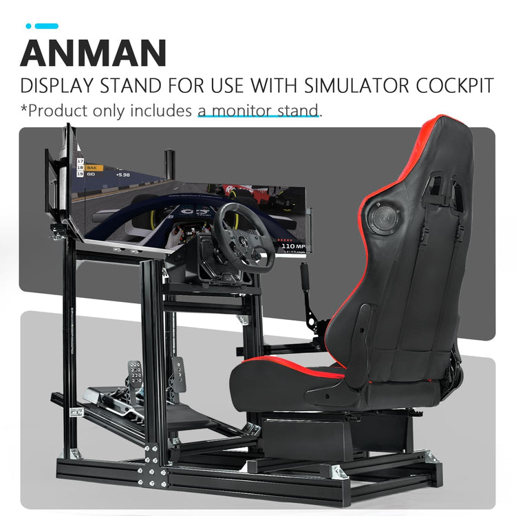 Anman Racing Simulator Cockpit Monitor Stand Fit for Logitech/Thrustmaster/Fanatec G29/G923/T248 Only Suitable Aluminum Racing Cockpit Without Wheel,Pedal