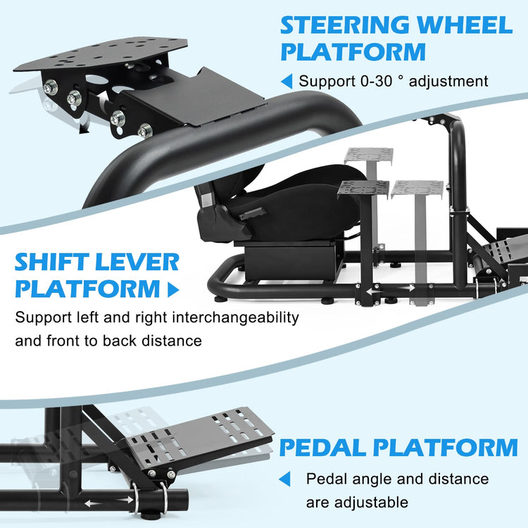 Anman Racing Sim Cockpit with Triple Monitor Mount and Seat Fits for Logitech/Thrustmaster/Fanatec/Moza G29 G920 G923 CSL-DD T248 Driving Simulator Cockpit Without Steering Wheel, Pedals and Shifter