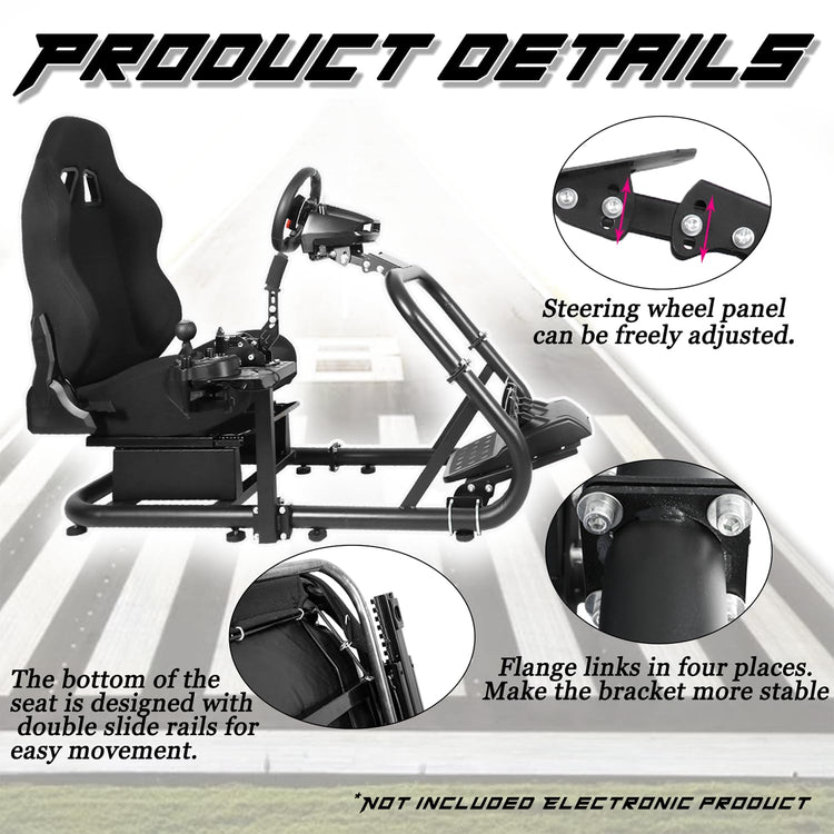 Anman G27 (Stability Series) Pro Adjustable Driving Racing Simulator Cockpit with Black Chair Fits for Logitech G29 G920 G923,Thrustmaster T300RS,Fantec T3PA TGT, Wheel & Pedals Not Included