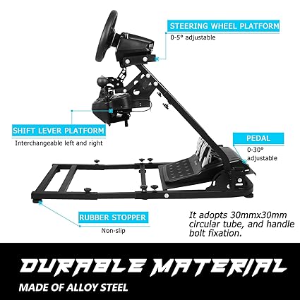 Anman Foldable Flight Sim Stand Fits for Logitech Thrustmaster G29,G920,G923,X52,G PRO,T16000,T248x,T80,T300,Double Gearshift Lever Racing Wheel Stand Adjustable Racing Cockpit, Without Electronics