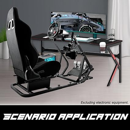 Anman Racing/Driving Simulator Cockpit with Black Seat Fit for Logitech/Thrustmaster G29,G920,G923,T300,T300RS,TMX,T150 Full Upgrade Steering Wheel&Pedal&Gear Shift Lever Not Inclued