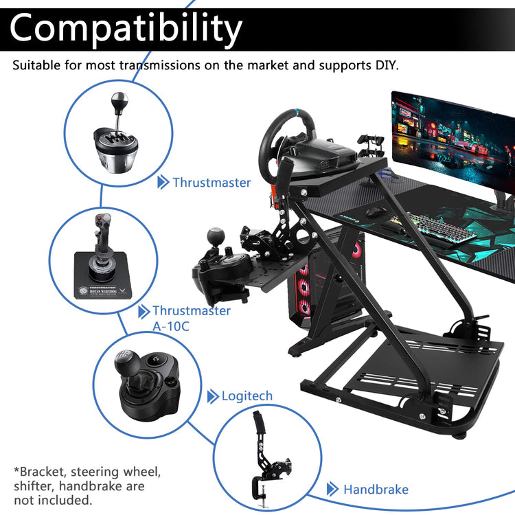 Anman Racing Steering Wheel Cockpit Upgraded Professional Shifter with Larger Layout Space, Accommodates Both Mouse and Handbrake, Adapts to Most Handbrakes