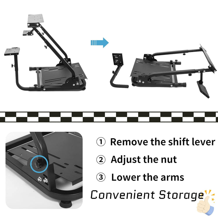 Anman racing simulator cockpit Steering Wheel Stand with Double Gear Shifter Mount Fits Logitech G25 G27 G29 G920 G923,Foldable Gaming Cockpit Stand Support PC XBOX,without Pedal and Steering Wheel