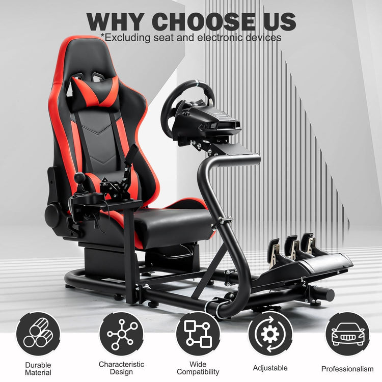 Anman G29 Inspired Sim Simulator Cockpit with Seat Fit for Logitech/Thrustmaster G27 G920 G923 T300RS TX,with Round Tube Freedom Upgrade Pro Steering Wheel Stand, Not Included Electronics