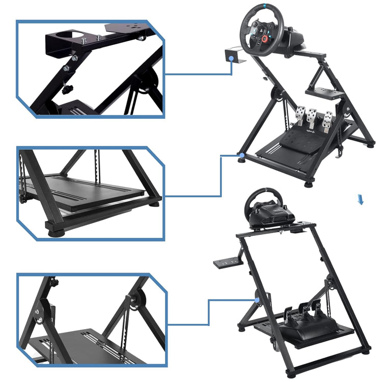 Anman Foldable Racing Wheel Stand,Adjustable Steering Wheel Stand Support Logitech G29 G25 G27 G920 Xbox PC Racing Simulator Cockpit, Wheel & Pedal Not Included