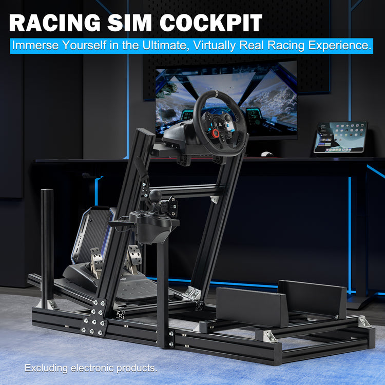 Anman 8040 Aluminum Profile Racing Sim Cockpit F1 Trunk Simulator Fit for Moza/Logitech/Fanatec/Thrustmaster,Professional-Grade,No Seat,Steering Wheel,Handbrake,Pedals
