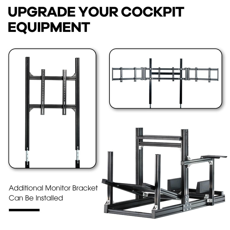 Anman GT/F1 Sim Racing Cockpit 8040 Aluminium Profile Racing Frame, Add 1 Cross Bar on Shifter Plate of the Driving Simulator Stand, More Sturdy for Using Direct Drive Steering Wheel GPRO CSLDD T818