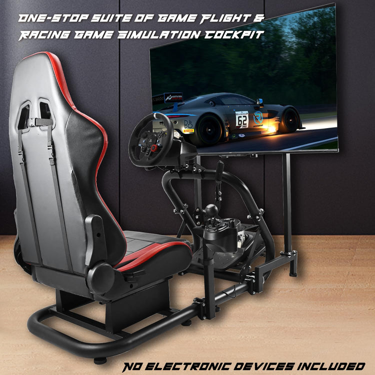 Anman G25 Full Motion Racing Simulator Cockpit Race Seat Equipped with Display Stand Fit for Logitech/Thrustmaster/Fanatec G25 G27 G29 G920 G923 T300RS,Not Included Wheel,Shifter & Pedals