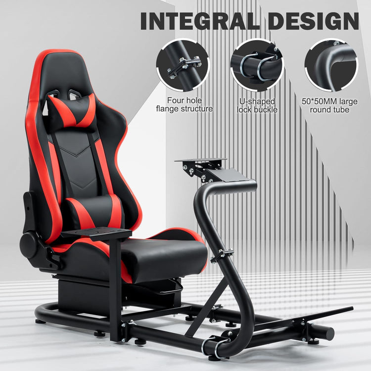 Anman G29 Inspired Sim Simulator Cockpit with Seat Fit for Logitech/Thrustmaster G27 G920 G923 T300RS TX,with Round Tube Freedom Upgrade Pro Steering Wheel Stand, Not Included Electronics