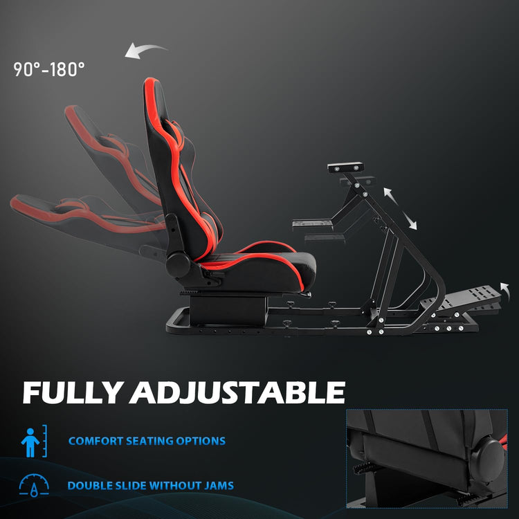 Anman Adjustable Racing Simulator Cockpit with Seat Fit for Logitech/Thrustmaster/Moza G29 G923 G920 T-GT T248 T80 T300,Steering Wheel Stand Not Include Electronics
