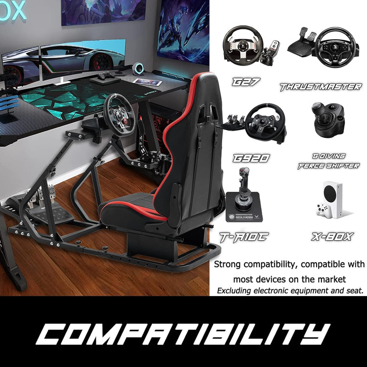 Anman Light Series Sim Racing Simulator Cockpit Frame Fit for Logitech/Thrustmaster G29 G923 G920 T-GT T248X T80,Steering Wheel Mount Driving Simulator, Not Include Electronics