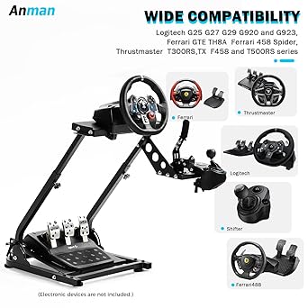 Anman Racing Steering Wheel Cockpit Pro Gear Shifter Mount Fit for Logitech G25 G27 G29 Fanatec Thrustmaster Adjustable Height & Angle Racing Simulator Cockpit Foldable NO Pedal and steering Wheel
