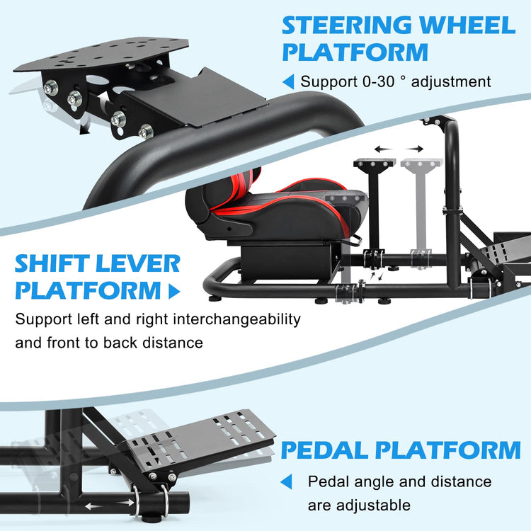 Anman Driving Simulator Cockpit with Triple Monitor Mount and Seat Fits for Logitech/Thrustmaster/Fanatec/Moza G29 G920 G923 CSL-DD T248 Racing Sim Cockpit Without Steering Wheel, Pedals and Shifter