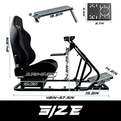 Anman Racing/Driving Simulator Cockpit with Black Seat Fit for Logitech/Thrustmaster G29,G920,G923,T300,T300RS,TMX,T150 Full Upgrade Steering Wheel&Pedal&Gear Shift Lever Not Inclued