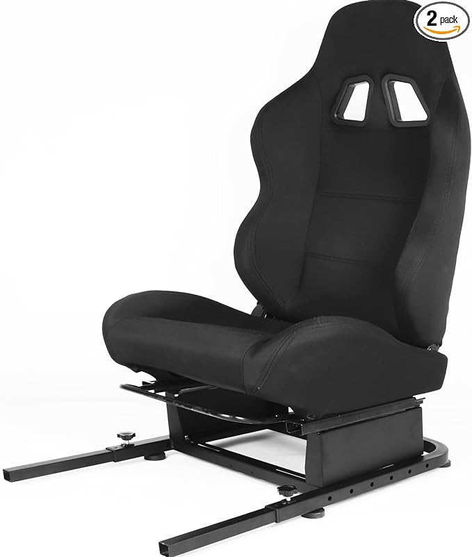 Anman Racing Simulator Cockpit Black Seat/Flight Sim Game Chair Matching Bottom Support Bracket,Seat Belt Drilling/Include Standard seat Double Lock Sliding Module,Support for DIY
