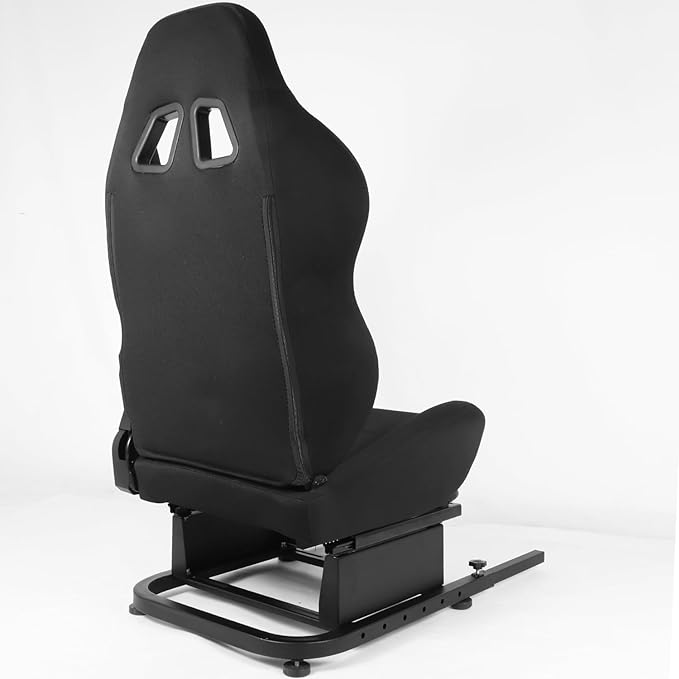 Anman Racing Simulator Cockpit Black Seat/Flight Sim Game Chair Matching Bottom Support Bracket,Seat Belt Drilling/Include Standard seat Double Lock Sliding Module,Support for DIY