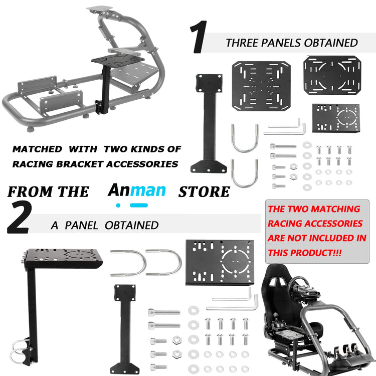 Anman G27 (Stability Series) Pro Adjustable Driving Racing Simulator Cockpit with Black Chair Fits for Logitech G29 G920 G923,Thrustmaster T300RS,Fantec T3PA TGT, Wheel & Pedals Not Included