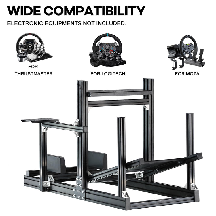 Anman GT/F1 Sim Racing Cockpit 8040 Aluminium Profile Racing Frame, Add 1 Cross Bar on Shifter Plate of the Driving Simulator Stand, More Sturdy for Using Direct Drive Steering Wheel GPRO CSLDD T818