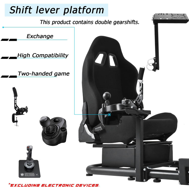 Anman Inspired Racing Sim Simulator Cockpit with Black Seat with Display Stand fit for Logitech Thrustmaster Fanatec G29,G25,G920,G923,T248,NOT Include Wheel Shifter Pedals