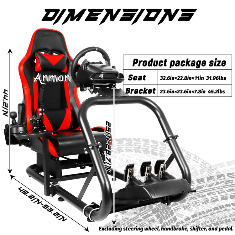 Anman G25 Full Motion Racing Simulator Cockpit Race Seat Equipped with Display Stand Fit for Logitech/Thrustmaster/Fanatec G25 G27 G29 G920 G923 T300RS,Not Included Wheel,Shifter & Pedals