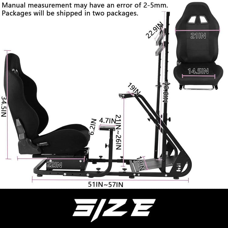 Anman G25 Pro TV VR Sim Racing Simulator Cockpit Black Seat with Visualizer Monitor Stand Fit for Logitech/Thrustmaster/Fanatec G25 G27 G29 G920 G923 T300RS TX,Excluding Electronic Devices