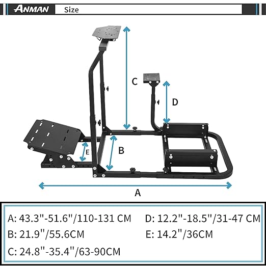 Anman Racing Simulator Cockpit fit for PC/PS4/XBOX ONE Racing Wheel Stand Video Game for Logitech G25 G27 G29 G920 Fanatec Clubsport Thrustmaster T500RS T300RS, Wheel Shifter Pedals NOT Included