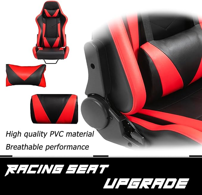 Anman Racing Simulator Cockpit Red Seat/Flight Sim Game Chair with Neck Pillow Lumbar and Matching Bottom Support Bracket,Seat Belt Drilling Support for DIY