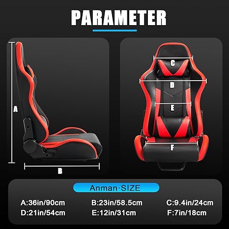 Anman PVC Racing Simulator Game seat with Neck Pillow and Lumbar Includes Standard seat Double Lock Sliding Module