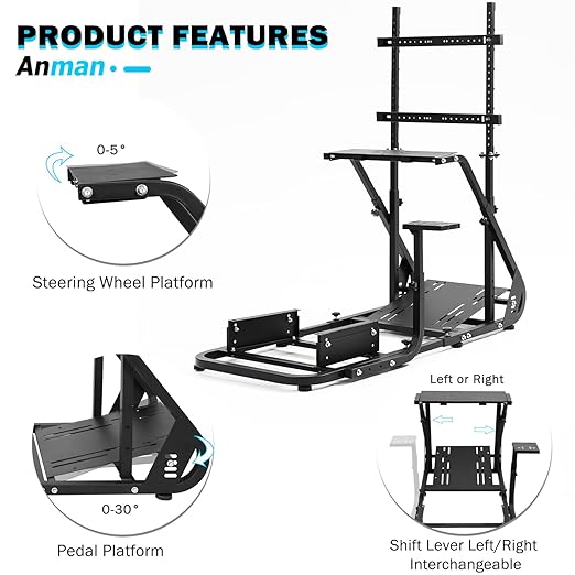 Anman Gaming Simulator Cockpit with Monitor Stand, Not included Wheel Shifter Pedal Seat