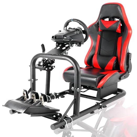 Anman Stability Racing Simulator Cockpit with Seat fit for Logitech I Thrustmaster I PXN I Fanatec g25,g27,g923,g29,T248,T300RS I Ergonomically Sim Steering Wheel Stand I Without Wheel Shifter Pedals