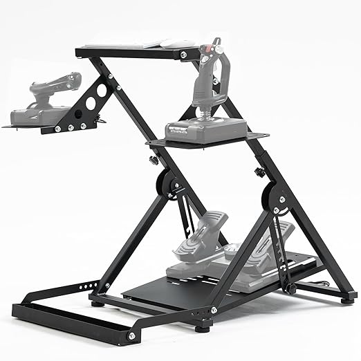 Anman Foldable Flight Simulation Cockpit 3.0 with Fixed Slot Fit for Logitech,Thrustmaster HOTAS Warthog,Fanatec,Electronics Adjustable Fight Sim Mount Pedals, Steering Wheel Not Included
