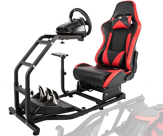Anman Stand-up Racing Simulator Cockpit with Gaming Seat fit for LogitechIFanatecIThrustmaster G25,G29,G920,G923,G27,T150,T300RS,T3pa,Standing Sim Driving Cockpit,NOT Include Wheel Shifter Pedal