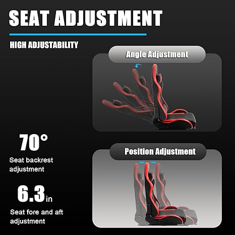 Anman PVC Racing Simulator Game seat with Neck Pillow and Lumbar Includes Standard seat Double Lock Sliding Module