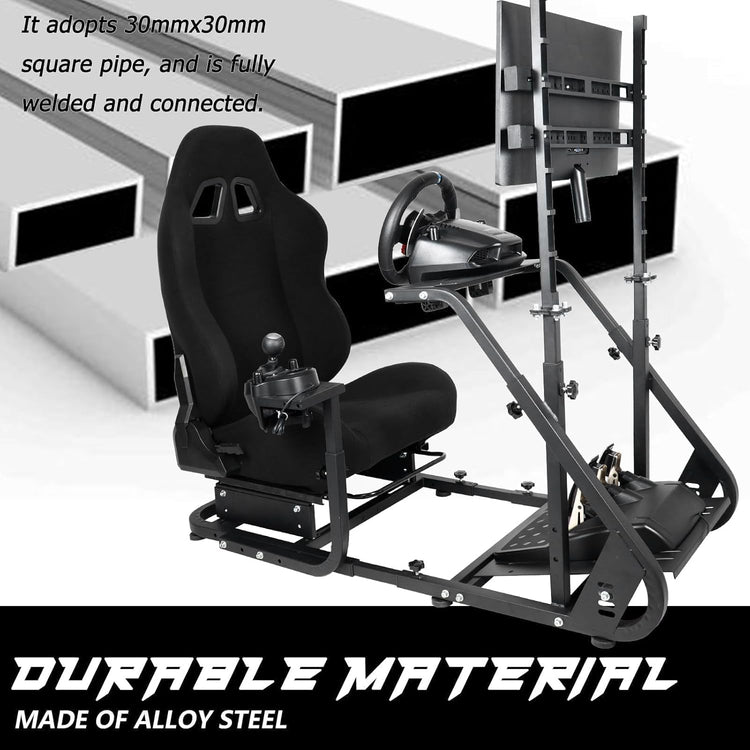Anman G25 Pro TV VR Sim Racing Simulator Cockpit Black Seat with Visualizer Monitor Stand Fit for Logitech/Thrustmaster/Fanatec G25 G27 G29 G920 G923 T300RS TX,Excluding Electronic Devices
