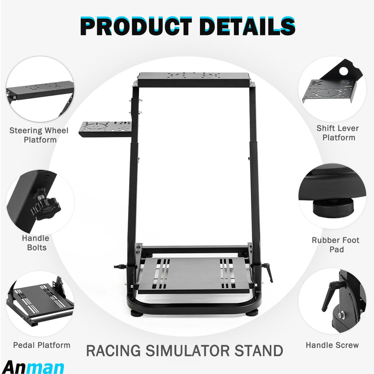 Anman G25 Racing Steering Wheel Cockpit Pro Gear Shifter Mount Fit for Logitech G27 G29,Fanatec,Thrustmaster T150 T150 pro,Adjustable Height & Angle,Racing Simulator Cockpit Foldable,No Pedal and Steering Wheel