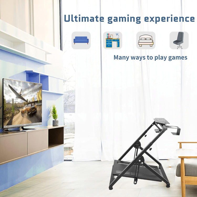Anman Foldable Racing Wheel Stand,Adjustable Steering Wheel Stand Support Logitech G29 G25 G27 G920 Xbox PC Racing Simulator Cockpit, Wheel & Pedal Not Included