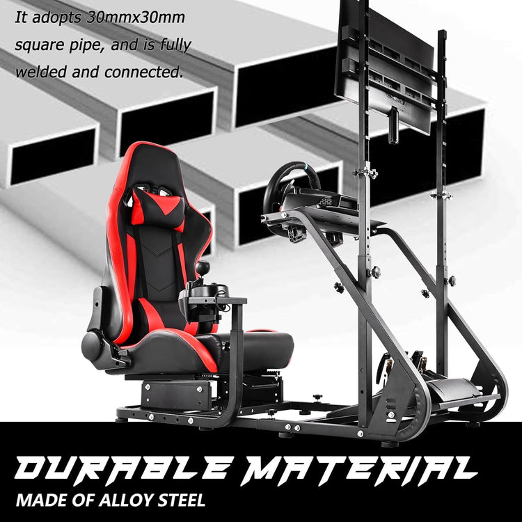 Anman G920 Game Racing Sim Simulator Cockpit with Monitor Stand Fit For Logitech/Thrustmaster/Fantec G27 G29 T300RS TX T3PA TGT,with Red seat- TV Mount, Not Included Wheel Shifter Pedal