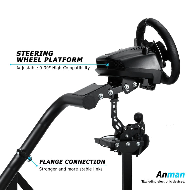 Anman Inspired Racing Sim Simulator Cockpit with Black Seat with Display Stand fit for Logitech Thrustmaster Fanatec G29,G25,G920,G923,T248,NOT Include Wheel Shifter Pedals