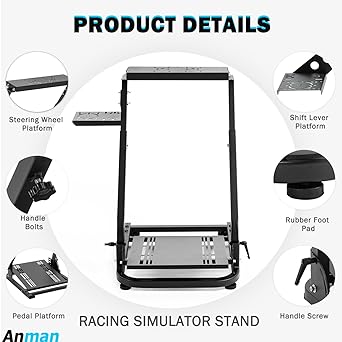 Anman Racing Steering Wheel Cockpit Pro Gear Shifter Mount Fit for Logitech G25 G27 G29 Fanatec Thrustmaster Adjustable Height & Angle Racing Simulator Cockpit Foldable NO Pedal and steering Wheel