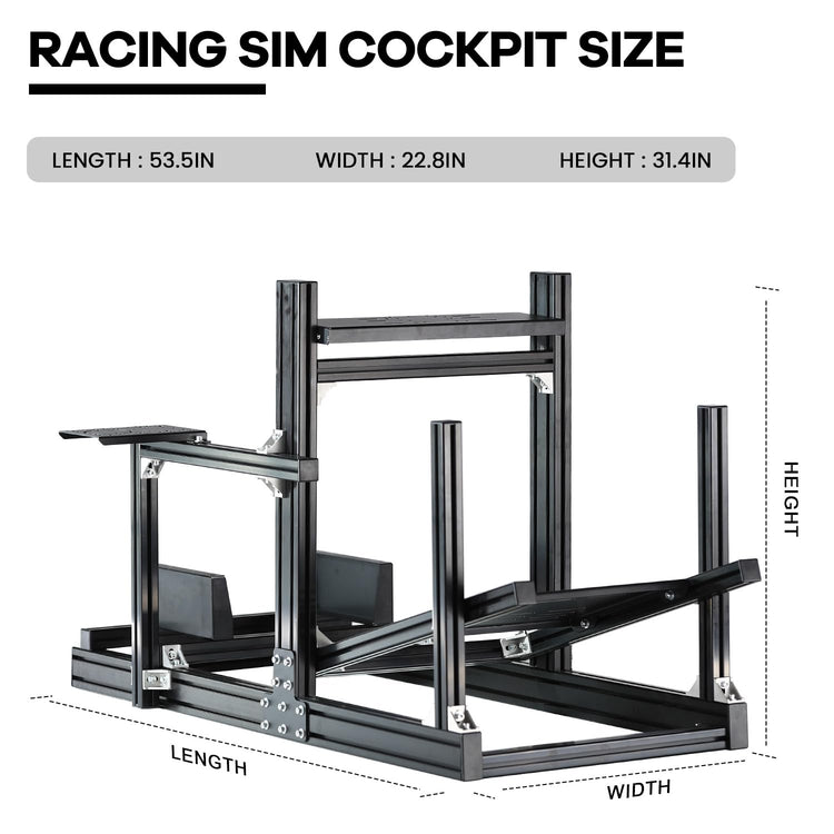 Anman GT/F1 Sim Racing Cockpit 8040 Aluminium Profile Racing Frame, Add 1 Cross Bar on Shifter Plate of the Driving Simulator Stand, More Sturdy for Using Direct Drive Steering Wheel GPRO CSLDD T818