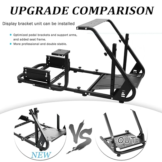Anman Installable Monitor TV Mount Steering Wheel Stand fit for Logitech/Thrustmaster G23,G25,G27,G923,G PRO,T248X,T80,T300RS,TH8A,Fully Adjustable Large Simulator Cockpit/Not Included Electronics