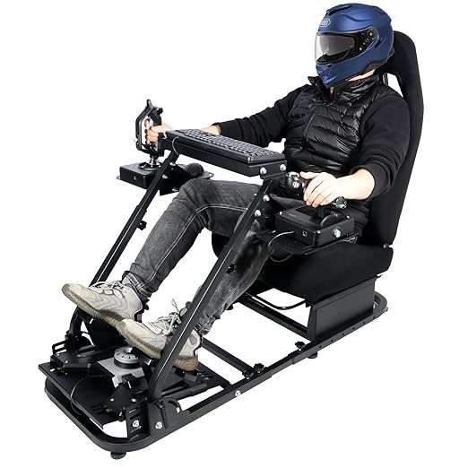Anman Flight Sim Stand Game Simulator Cockpit with Black Seat Dual shift rod fittings -Flight series