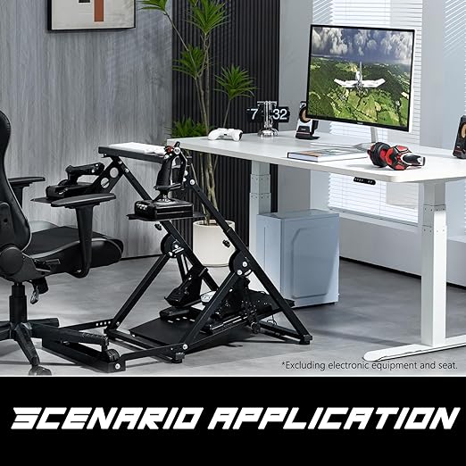 Anman Foldable Flight Simulation Cockpit 3.0 with Fixed Slot Fit for Logitech,Thrustmaster HOTAS Warthog,Fanatec,Electronics Adjustable Fight Sim Mount Pedals, Steering Wheel Not Included